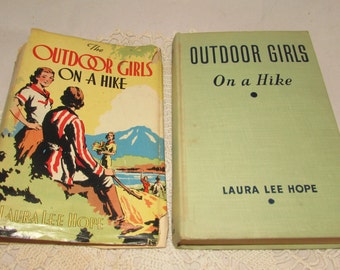 Vintage Hardcover Adventure Book with Dust Jacket, Outdoor Girls on a Hike, 1929, Laura Le Hope, childrens adventure, Whitman Pub