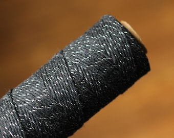 Black and Silver Bakers Twine / Baker's Twine / 100 Yard Spool / 4 Ply