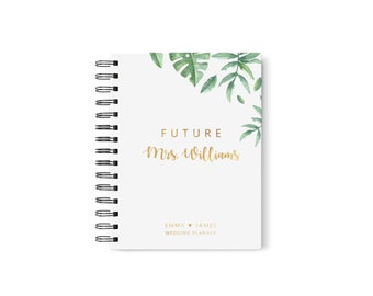 Tropical Wedding Planner Book, Future Mrs Wedding Planner Organizer, Personalized Wedding Planner with Tabs, 5.5 x 8.5 inches, Design 002