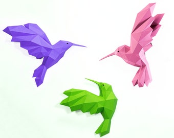 Hummingbird wall decor, Hummingbird Paper,DIY Kit, Hummingbird low poly , Well Paper,Hummingbird Kit, Papercraft Kit, DIY Hummingbird
