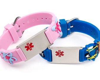 Medical alert bracelet for kids, Allergy ID bracelet children, medical sign bracelets