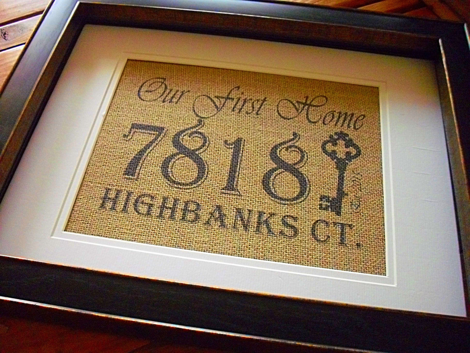 Download Our First Home Sign Address Plaque Burlap Housewarming