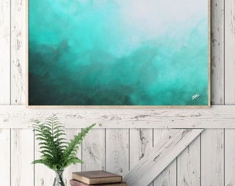 Watercolor Print, Abstract Art, Teal Abstract Watercolor, Abstract Painting, Wall Art, Canvas Art, Art Print, Ocean Inspired, Home Decor.