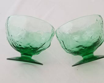 Lava Green Glass Dessert Cups Set of Two