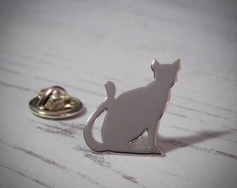 Handmade Sterling Silver Cat Lapel Pin
