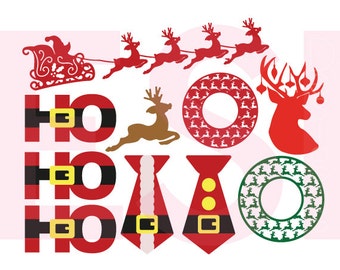 Santa and Reindeer, svg design set, Christmas svg, SVG, DXF, EPS, for use with Silhouette Cameo and Cricut Explore.