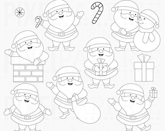 christmas stamps santa claus digital - Sweet Santas Digital Stamps