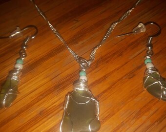 Handwrapped Beach glass jewelry