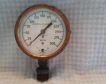 Vintage Water Pressure Gauge, Steampunk, Dieselpunk, Retrotech