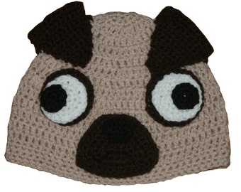 Hand Crocheted Pug Hat HH148