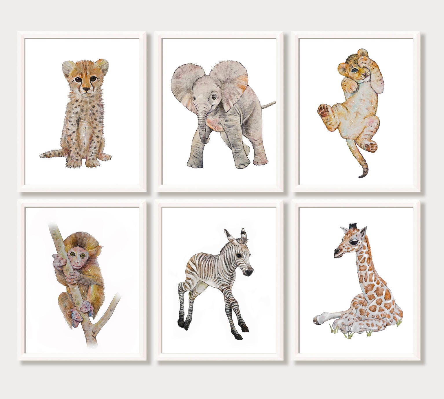 Download Safari Nursery Art Set of 6 Safari Animal Prints Zoo Animal