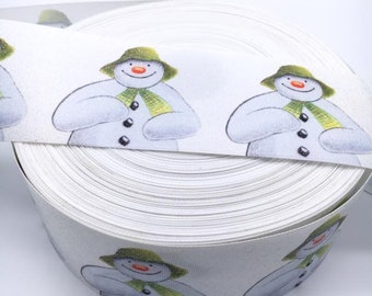 Christmas Snowman Glitter 3" 75mm 3 Inch Width Grosgrain Ribbon