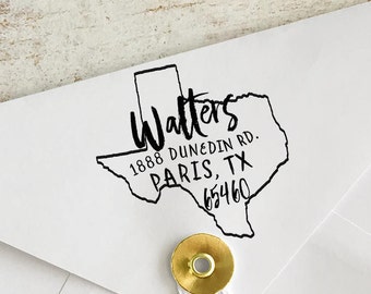 Custom Texas Address Stamp, Personalized Texas Return Address Stamp, State Stamps