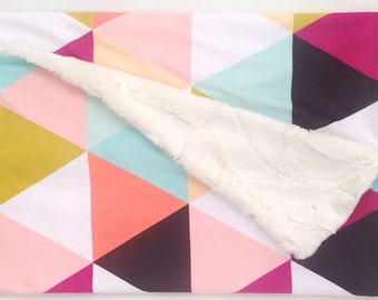 Geometric Baby Blanket, Geometric Lovey, Minky Baby Blanket, Baby Girl, Modern Baby Blanket