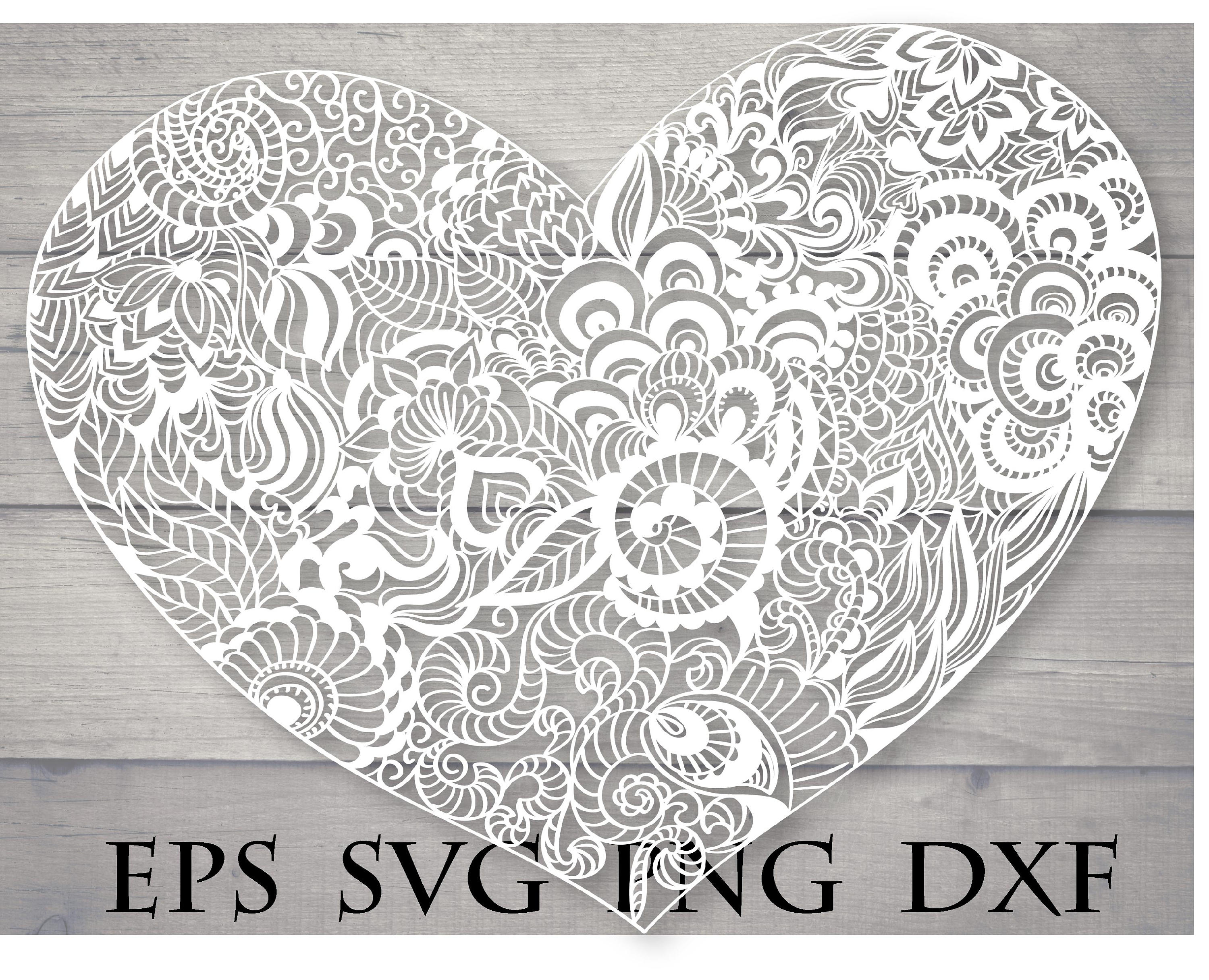 Download Zentangle heart svg / mandala heart svg / intricate svg file