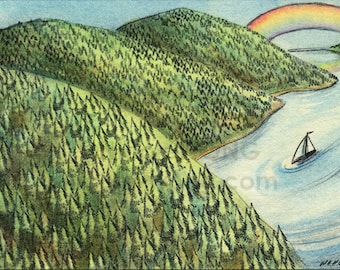 Original ACEO Drawing and Painting -- Far Away