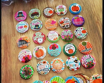 25pc. Flat Back Button Grab Bag - FALL/THANKSGIVING