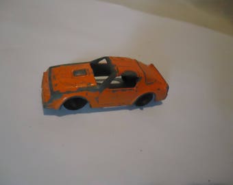 Vintage Tootsietoy Metal Orange Pontiac Toy Car, collectable, USA