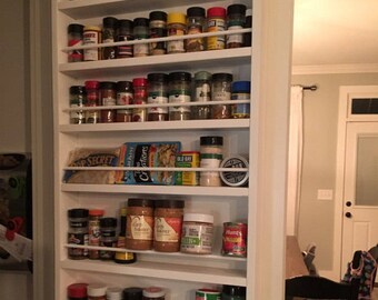 Pantry door spice rack - door spice rack - door mounted spice rack - spice rack for door - back of door spice rack - spice rack