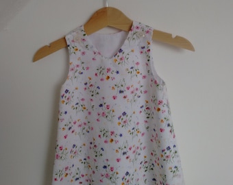 Beautiful Floral White Superior Cotton Pinafore Dress