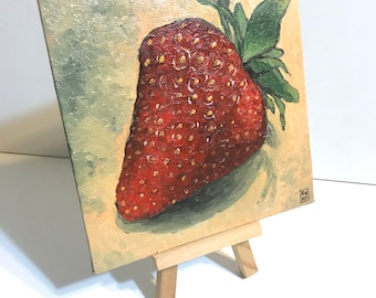 Sweet Summer Berry - miniature painting, mini painting, tiny painting, tiny oil painting, still life painting