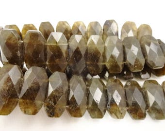 Labradorite Beads, Double Drilled Beads, 2 Hole Beads, Two Hole Stone Beads, 10x20mm, five (5) beads, Dark Stone Beads, Rectangle Beads