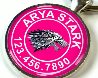 Pet tags custom pet id tag unique pet id tag dog tag cat tag Game of thrones Wolf Stark