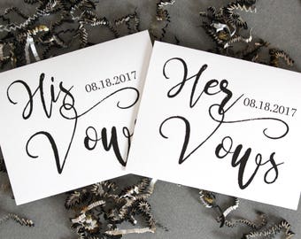 Marriage Vows Card Set, Wedding Vow Card, His Vows, Her Vows, Wedding Promise, Wedding Day Keepsake