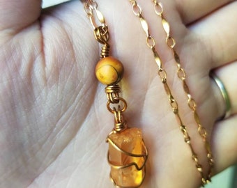 Tangerine Aura Quartz Necklace