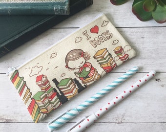 Small I Love Books Zipper Pouch