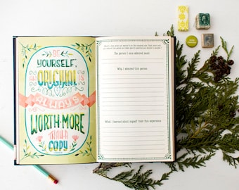Inspirational Prompt Journal, Watercolor Quote Diary, Gift for Women Under 20, Gift for Best Friend, Girls Guided Journal Stocking Stuffer,
