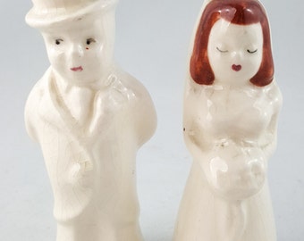 Vintage Bride and Groom Salt and Pepper Shakers