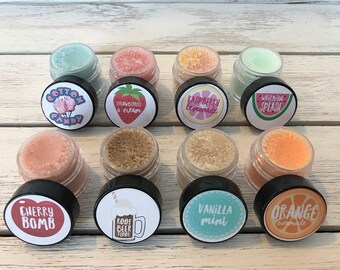 2 Super Yummy Edible Sugar Lip Scrubs - Extra Large 15ml. 15g. Jars -Lush Scrub, Birthday Party Favor, Wedding, Bridesmaid Gifts, Lip Balm