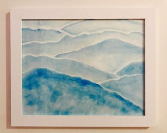 blue mountains original watercolor painting