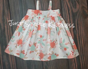 Girls Dresses, Girls' Clothing, Girls Easter Dress, Baby Easter Dress, Girls Spring Dress, Girls boho dress, coral dress, Girls floral dress
