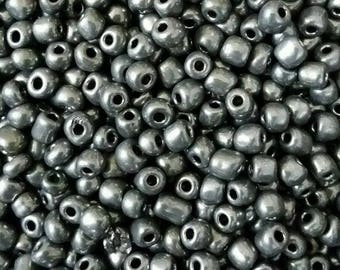 Seed beads 4mm 20g opaque gray
