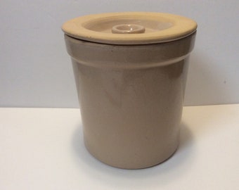 Large Vintage Stoneware Crock With Lid