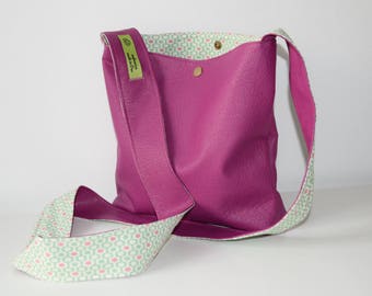 fuchsia/Green-Pink leatherette shoulder bag