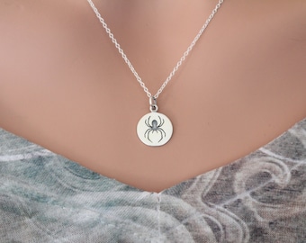 Sterling Silver Spider Necklace, Spider Charm Necklace, Sterling Silver Spider Charm Necklace, Arachnid Necklace, Spider Necklace
