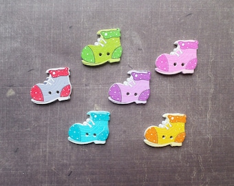 15 buttons wood shoe form clothing fashion