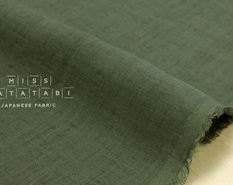 Japanese Fabric 100% linen - khaki green - 50cm