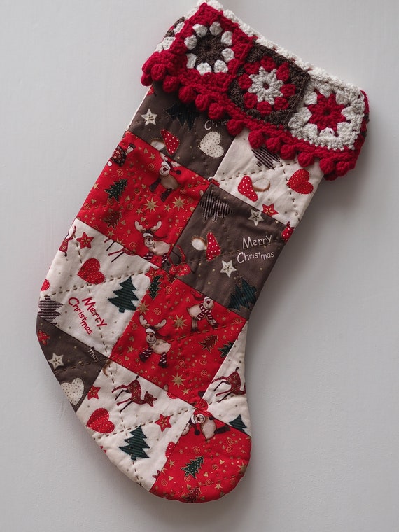 Christmas Stocking with Granny Square Trim