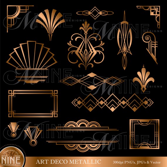 Imágenes Prediseñadas de acentos de bronce ART DECO: Elementos