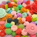 Flower Cabochon Mixed Assorted Resin Flower Cabochon Set Polymer Clay Flower Jewelry Supplies-- Cabochon Resin flowers BY RANDOM 50Pcs.