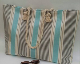 Beach bag (Extra Large) in Marine Sail Stripe, 100% waterproof and wipe clean