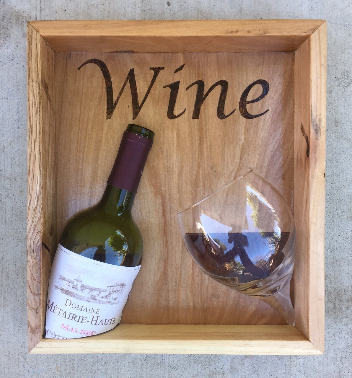 Wine Shadow Box Wine Art Wooden Wine Art Mixed Media