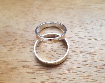 Message ring Sterling silver ring Personalized ring Hand stamped ring Custom ring Stacking ring hammered ring Band ring