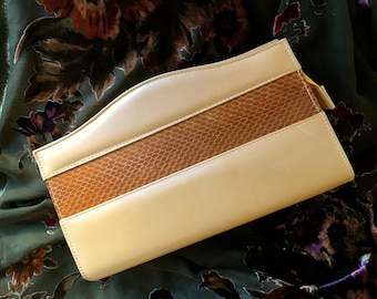 Vintage Charles Jourdain Genuine Leather/Snakeskin Handbag/Shoulder/Crossbody 80s