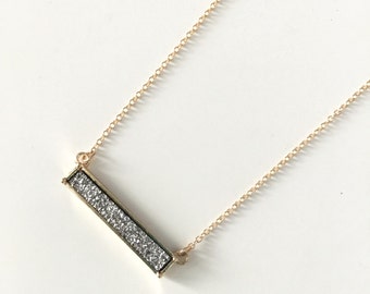 Druzy Bar Necklace // Druzy Layering Necklace