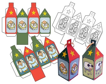 Christmas paper decorations to cut out and assemble. Set 1. Instant download